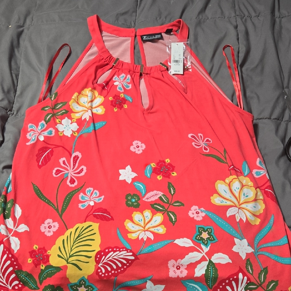Ny And CO NWT Coral Floral Blouse